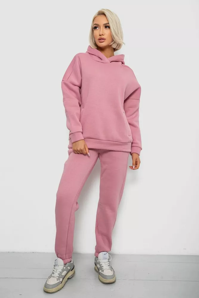 Купить Спортивный костюм женский на флисе, цвет пудровый, 247R2040 - Фото №1