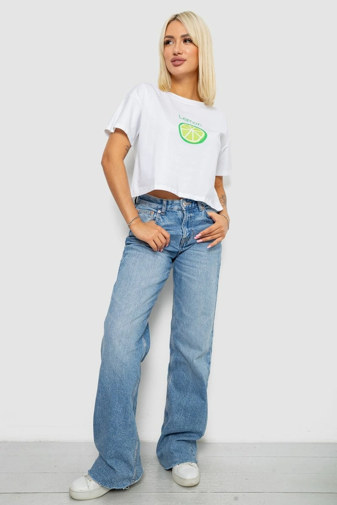 Купить Футболка женская с принтом, цвет белый, 221R9904 - Фото №2