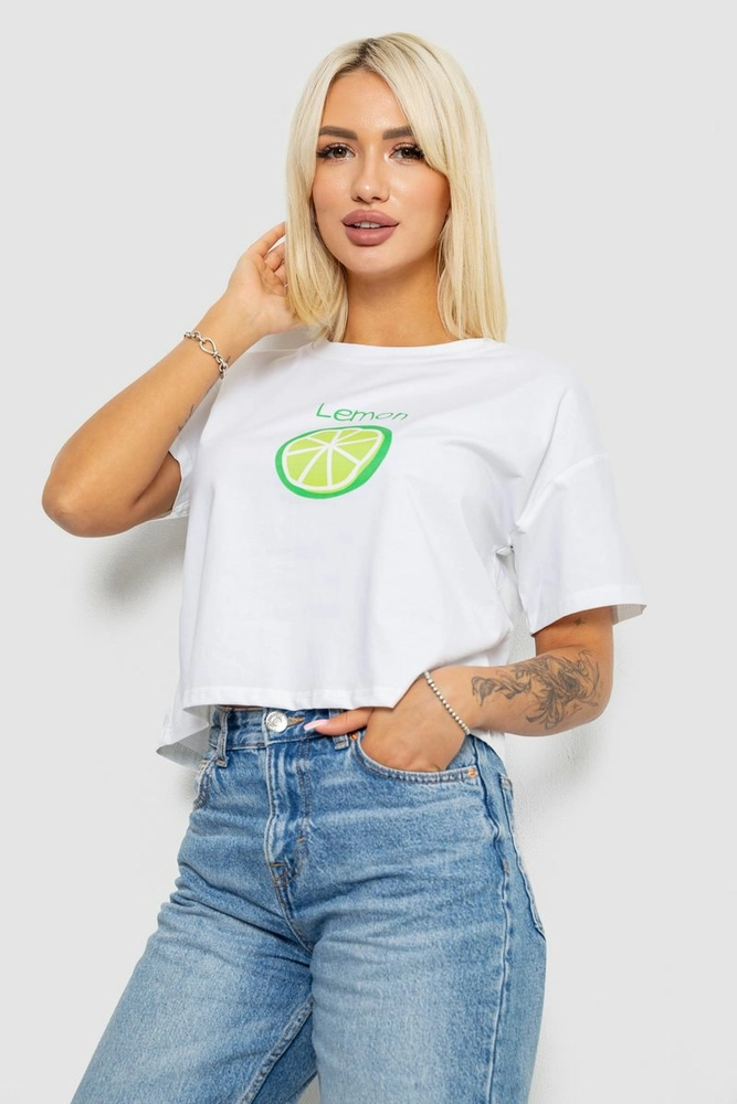Купить Футболка женская с принтом, цвет белый, 221R9904 - Фото №3