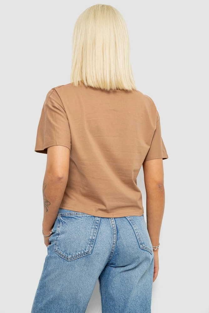 Купить Футболка женская с принтом, цвет бежевый, 221R9904 - Фото №4