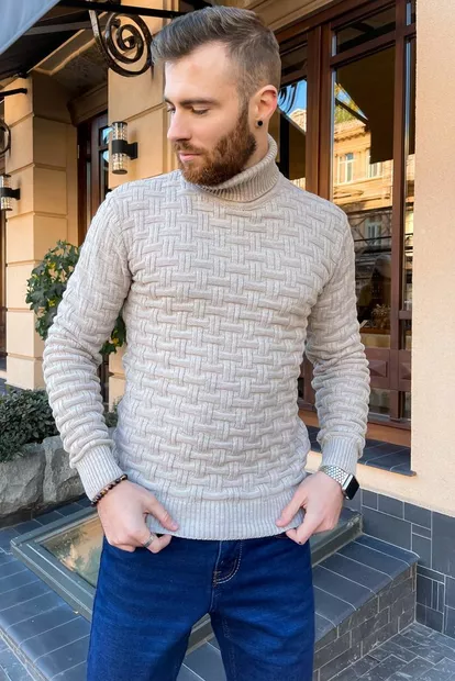 Свитер мужской, цвет бежевый, 161R602