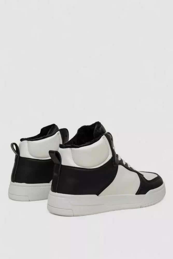 Купити Кросівки жіночі зимові на хутрі, колір біло-чорний, 248RAD300 - Фото №4