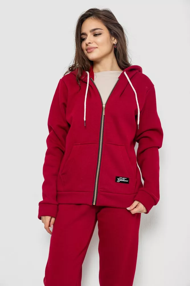 Купити Спортивний костюм жіночий на флісі, колір бордовий, 244R1555-1 - Фото №2