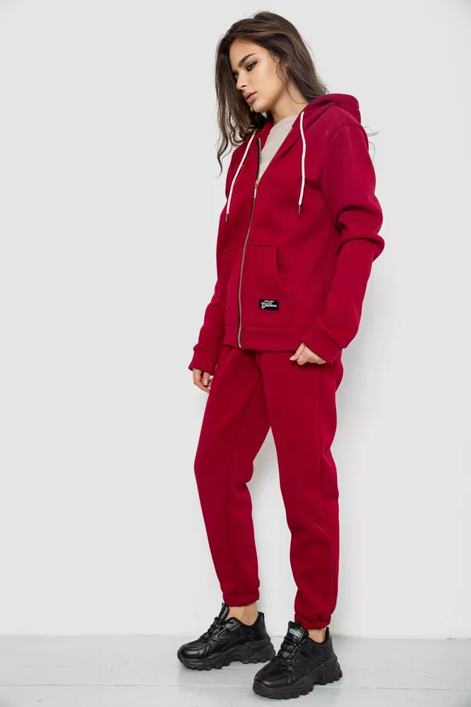 Купити Спортивний костюм жіночий на флісі, колір бордовий, 244R1555-1 - Фото №3