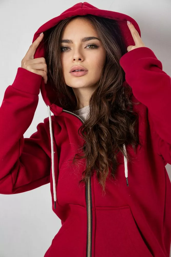 Купити Спортивний костюм жіночий на флісі, колір бордовий, 244R1555-1 - Фото №5