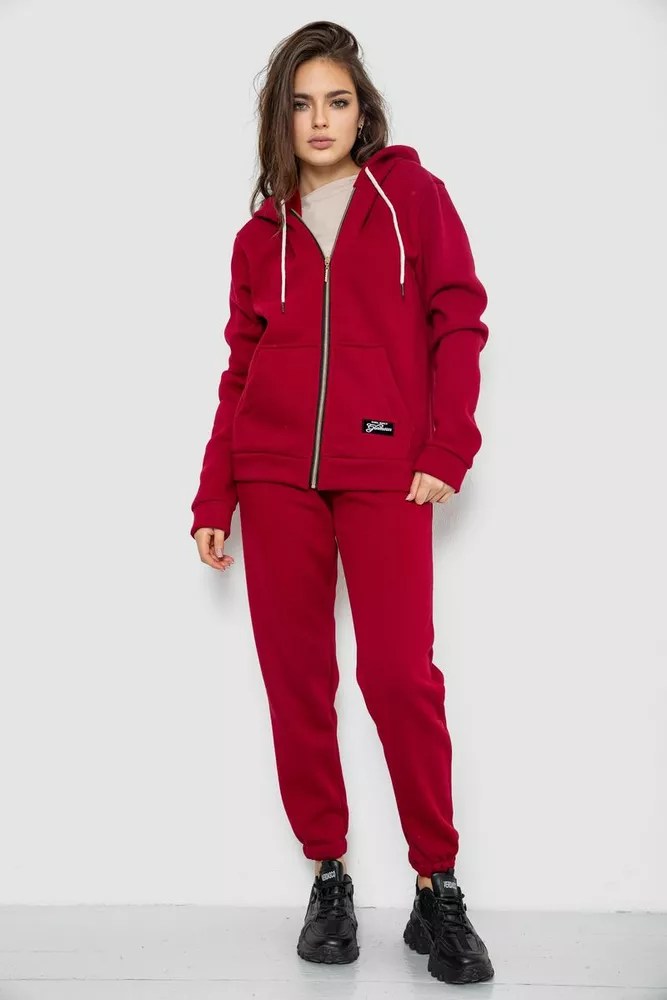Купити Спортивний костюм жіночий на флісі, колір бордовий, 244R1555-1 - Фото №1