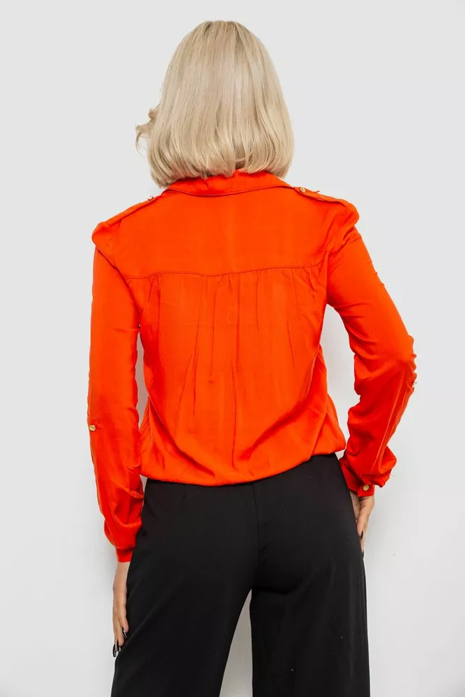 Купить Рубашка женская однотонная  -уценка, цвет оранжевый, 230R304-1-U-6 - Фото №4