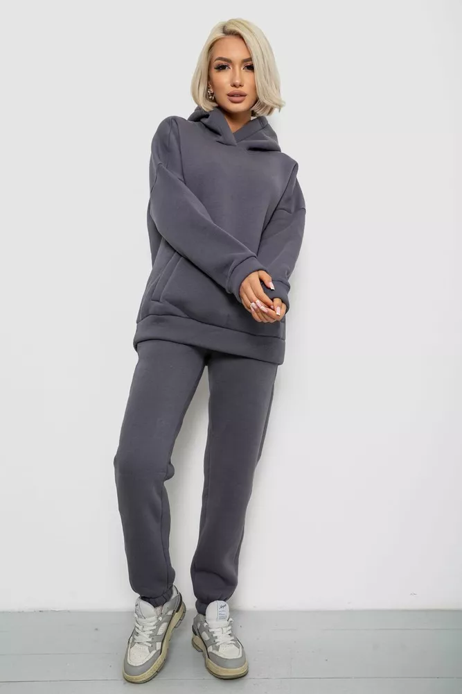 Купить Спортивный костюм женский на флисе, цвет серый, 247R2040 - Фото №1