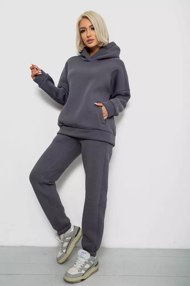 Купить Спортивный костюм женский на флисе, цвет серый, 247R2040 - Фото №3