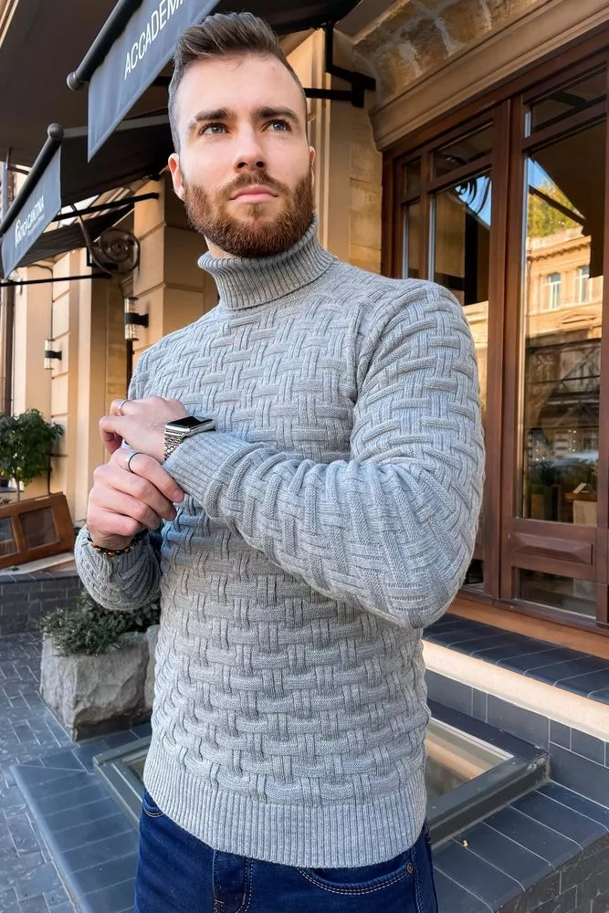 Купити Светр чоловічий, колір сірий, 161R602 - Фото №3