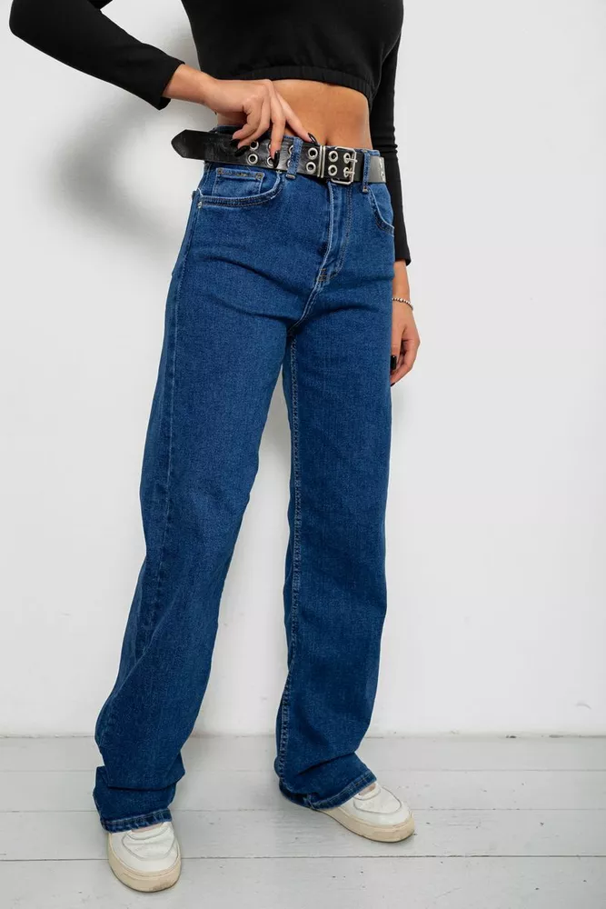 Купити Джинси жіночі однотонні, колір синій, 244R001134 - Фото №3