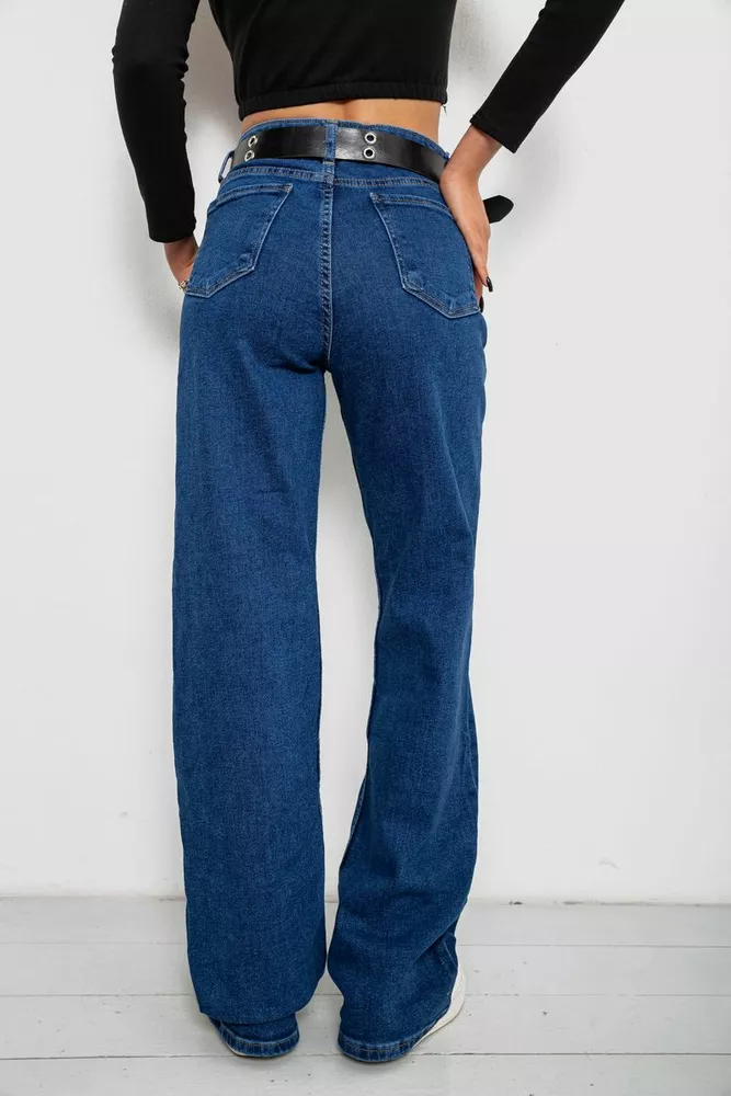 Купити Джинси жіночі однотонні, колір синій, 244R001134 - Фото №4