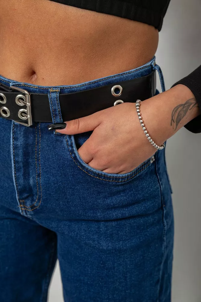 Купити Джинси жіночі однотонні, колір синій, 244R001134 - Фото №5