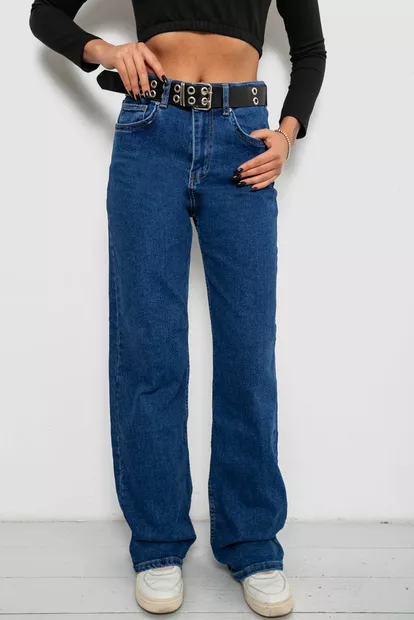 Джинси жіночі однотонні, колір синій, 244R001134