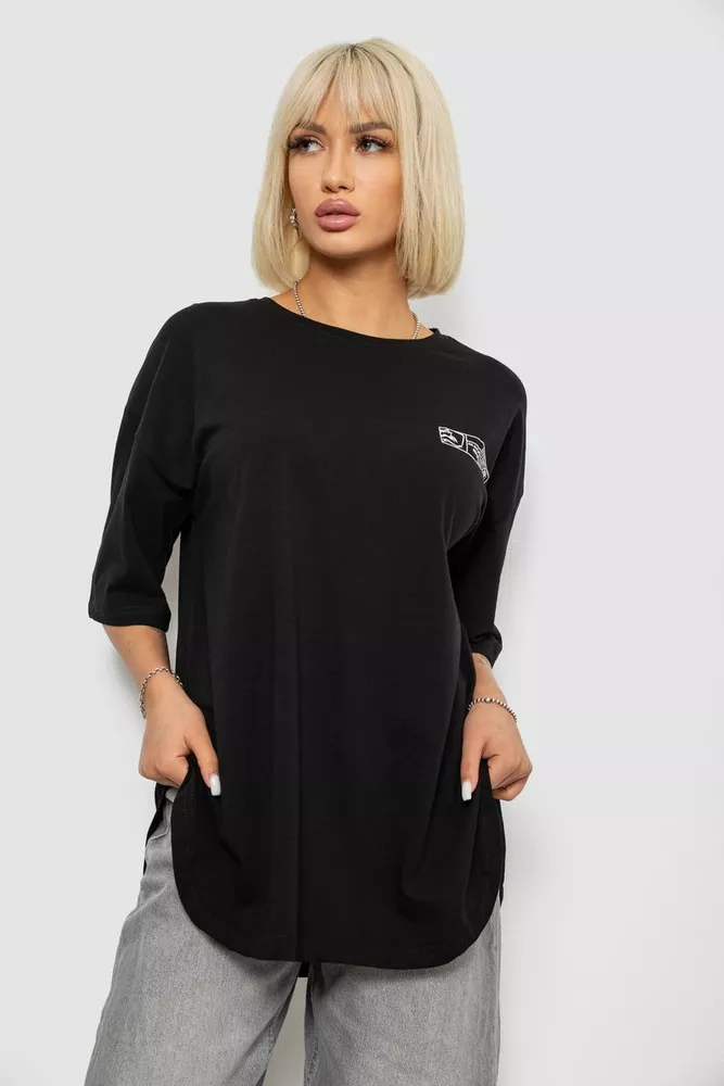 Купить Футболка женская с принтом, цвет черный, 244R2017 оптом - Фото №1