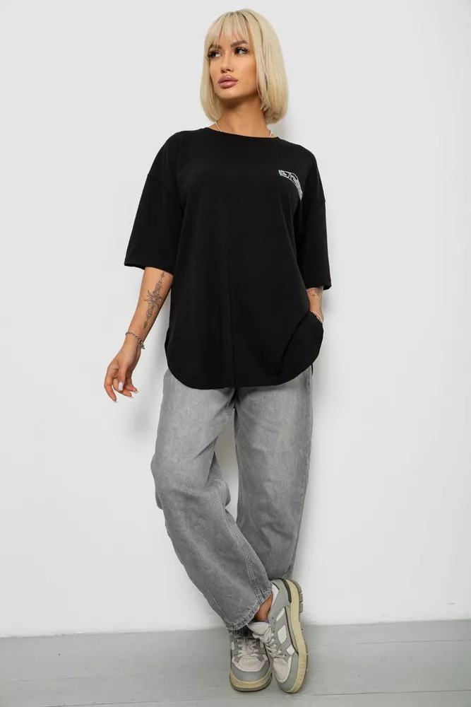Купить Футболка женская с принтом, цвет черный, 244R2017 оптом - Фото №2