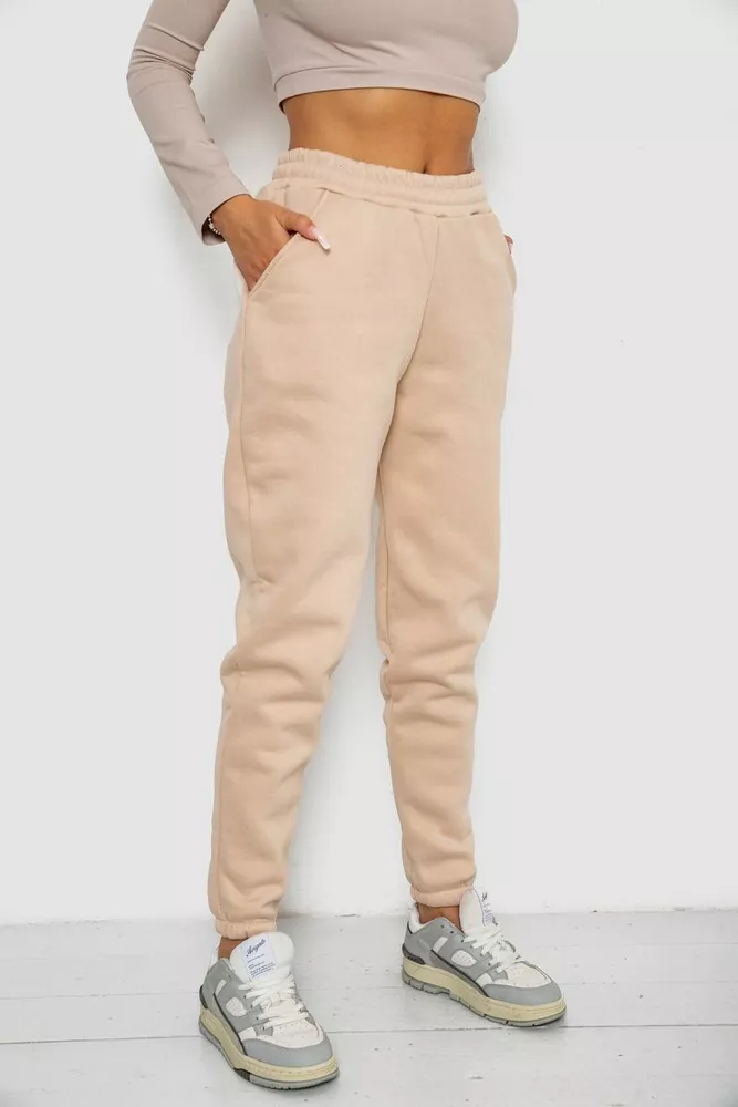 Купить Спортивные штаны женские на флисе  -уценка, цвет светло-бежевый, 238R57013-U-2 - Фото №3