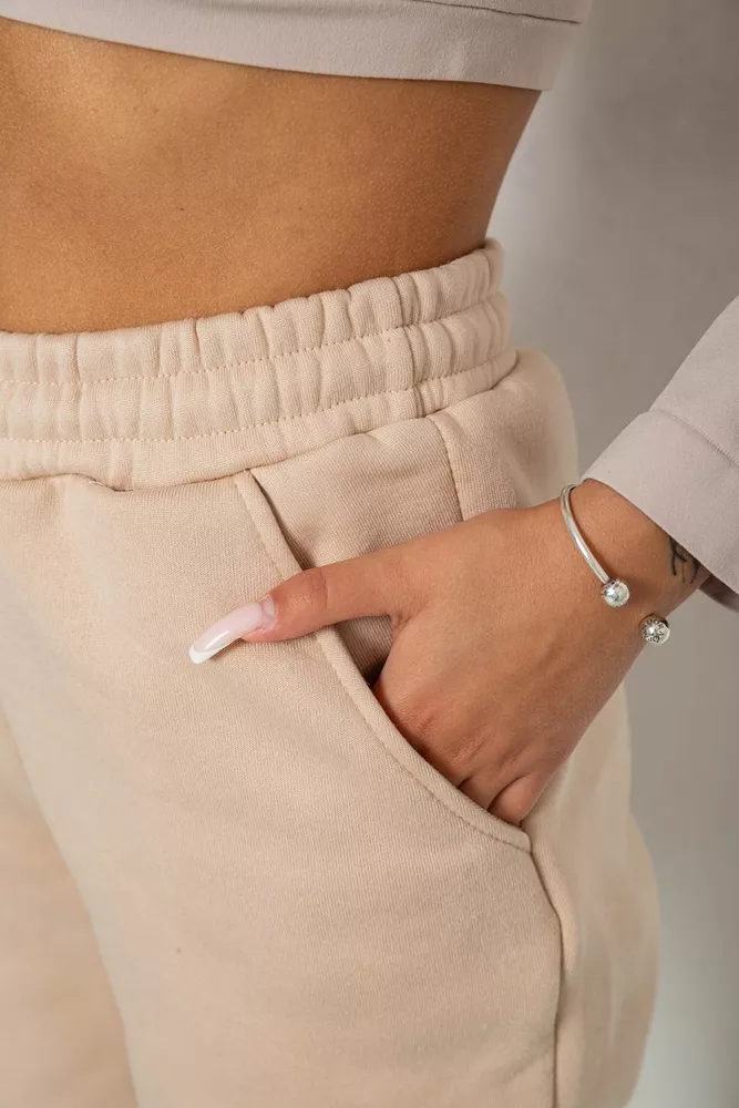 Купить Спортивные штаны женские на флисе  -уценка, цвет светло-бежевый, 238R57013-U-2 - Фото №5