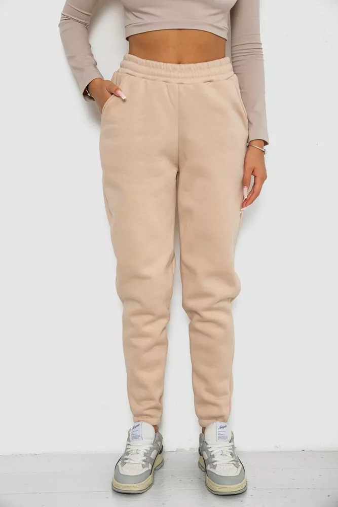 Купить Спортивные штаны женские на флисе  -уценка, цвет светло-бежевый, 238R57013-U-2 - Фото №1