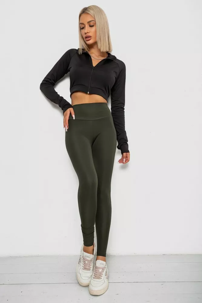 Купити Лосини однотонні  -уцінка, колір хакі, 238R57308-U-3 - Фото №2