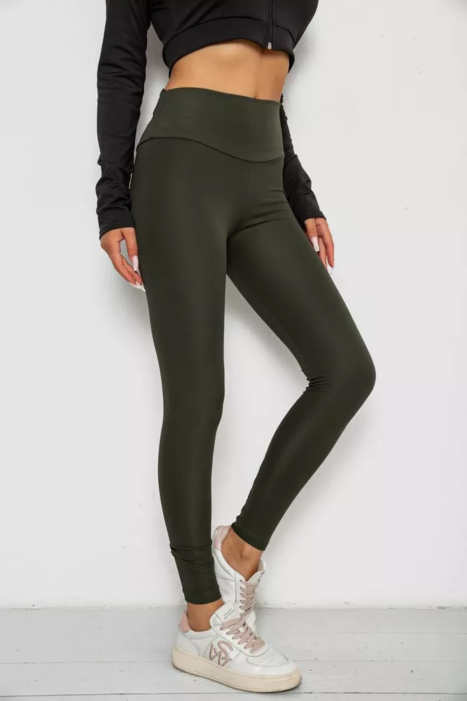 Купити Лосини однотонні  -уцінка, колір хакі, 238R57308-U-3 - Фото №3