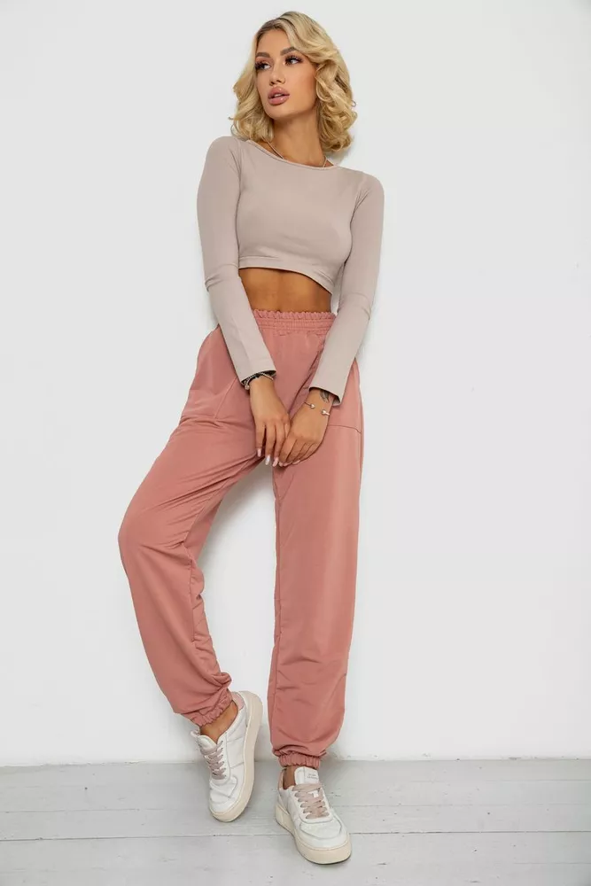 Купить Спортивные штаны женские  -уценка, цвет пудровый, 238R347-1-U-12 - Фото №2