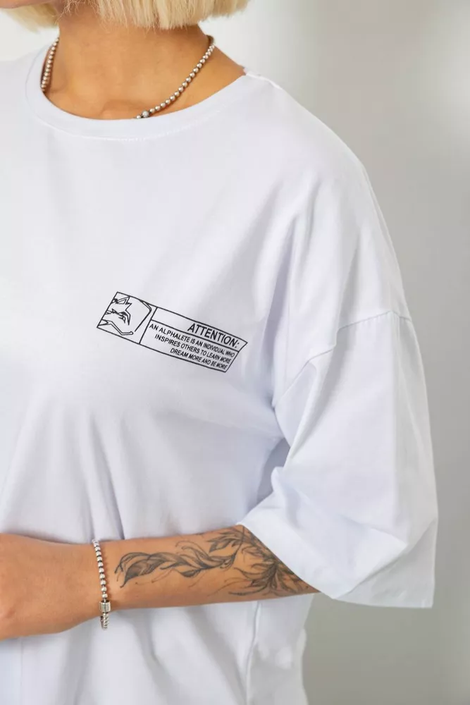 Купить Футболка женская с принтом, цвет белый, 244R2017 - Фото №5