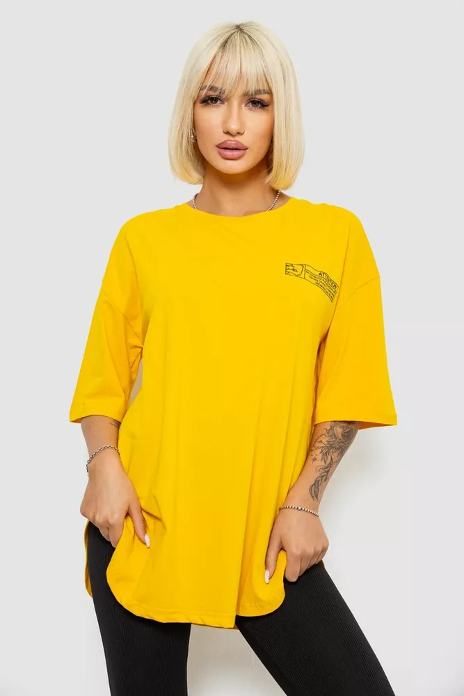 Купить Футболка женская с принтом, цвет желтый, 244R2017 - Фото №1