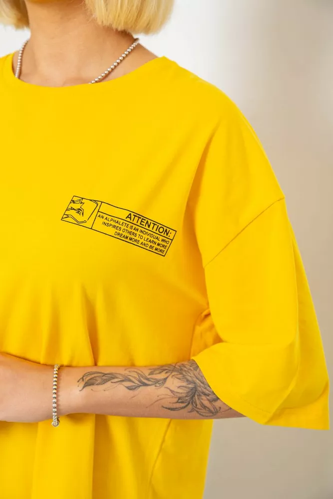 Купить Футболка женская с принтом, цвет желтый, 244R2017 - Фото №5