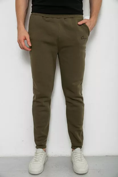 Спорт штаны мужские на флисе, цвет зеленый, 238R56910