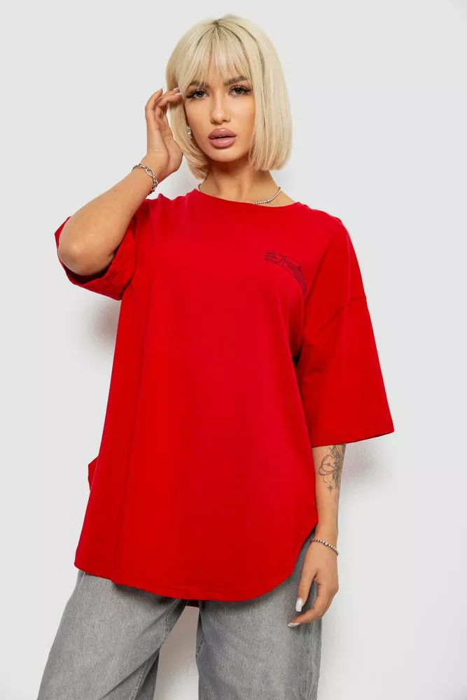 Купить Футболка женская с принтом, цвет красный, 244R2017 - Фото №1