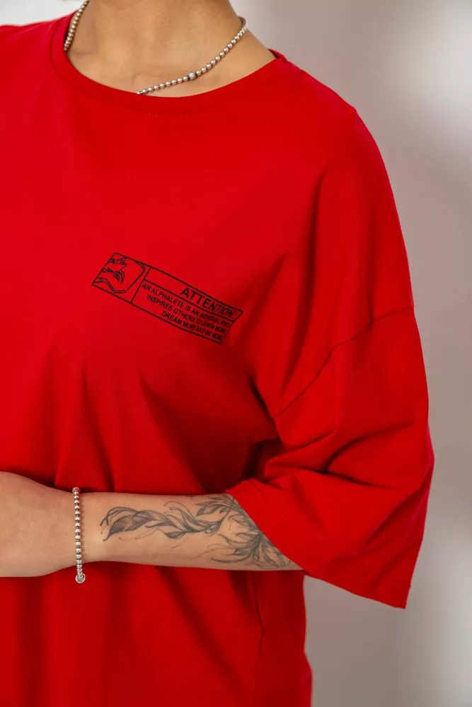 Купить Футболка женская с принтом, цвет красный, 244R2017 - Фото №5