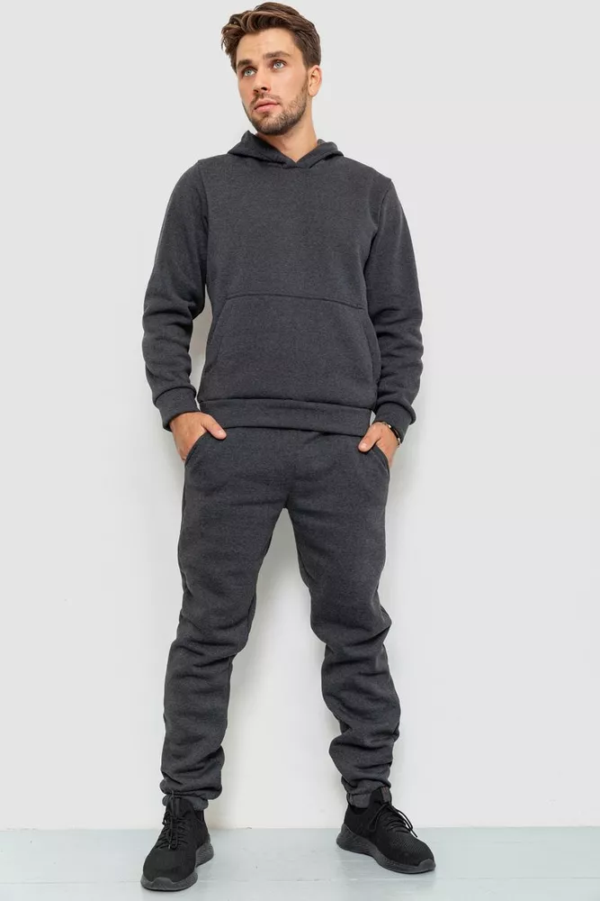 Купити Спорт костюм чоловічий на флісі  -уцінка, колір темно-сірий, 190R235-U-4 - Фото №1