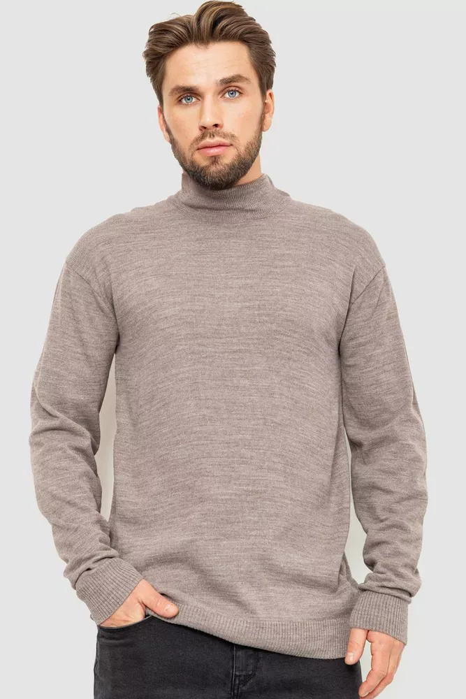 Купить Свитер мужской однотонный  -уценка, цвет мокко, 161R1770-U-1 - Фото №1
