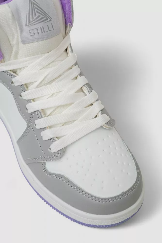 Купити Кросівки жіночі зимові на хутрі, колір біло-бузковий, 248RHB470 - Фото №2