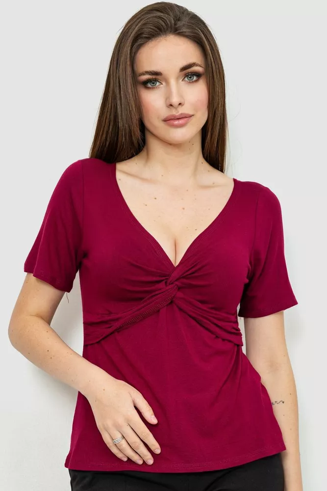 Купити Футболка жіноча, колір бордовий, 186R619 - Фото №1