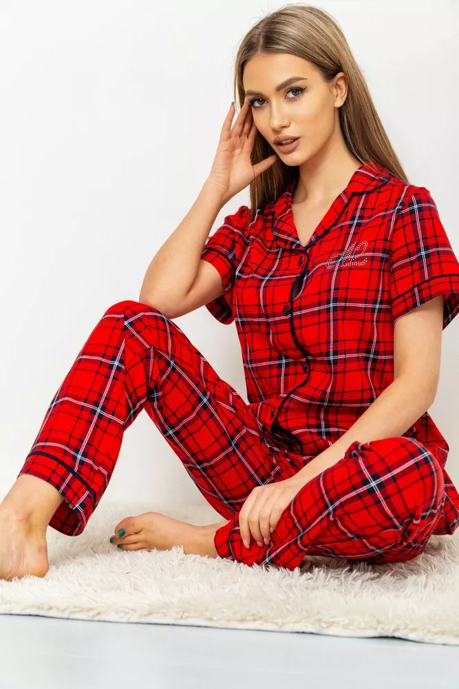 Купить Пижама женская в клетку, цвет красный, 219RP-250 - Фото №1