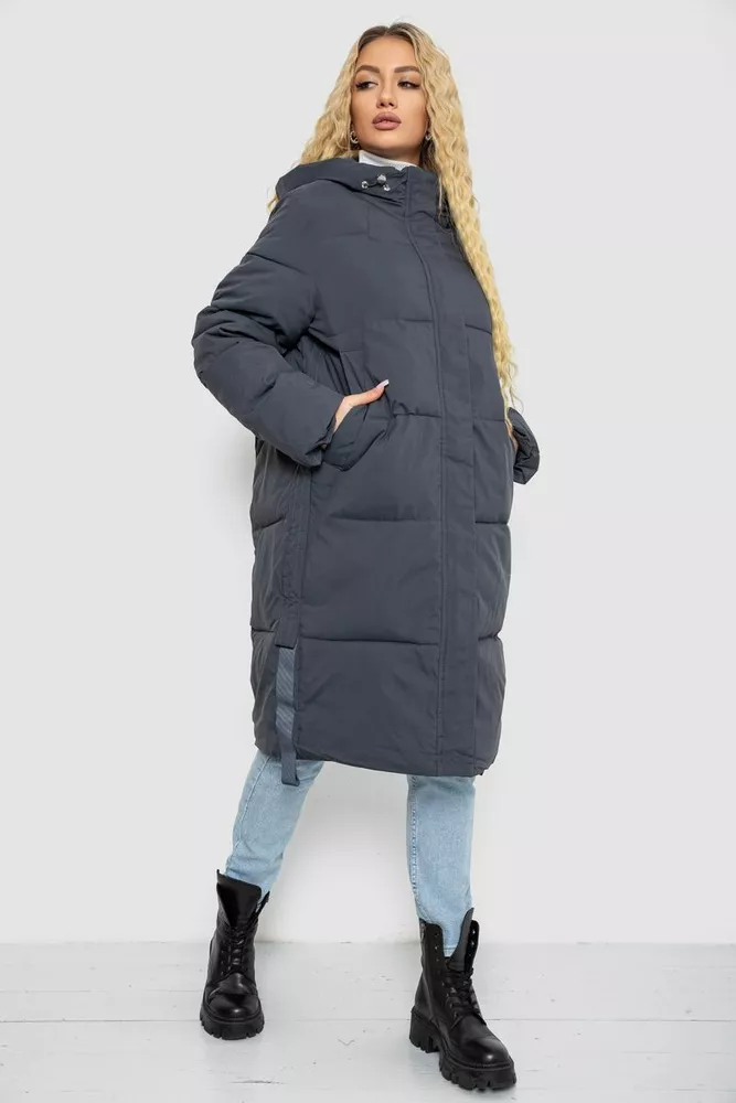 Купить Пуховик женский зимний, цвет серо-синий, 243R8810 - Фото №3