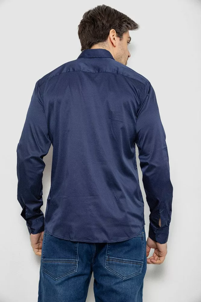 Купити Сорочка чоловіча однотонна з принтом, колір синій, 186R6918-5 оптом - Фото №4