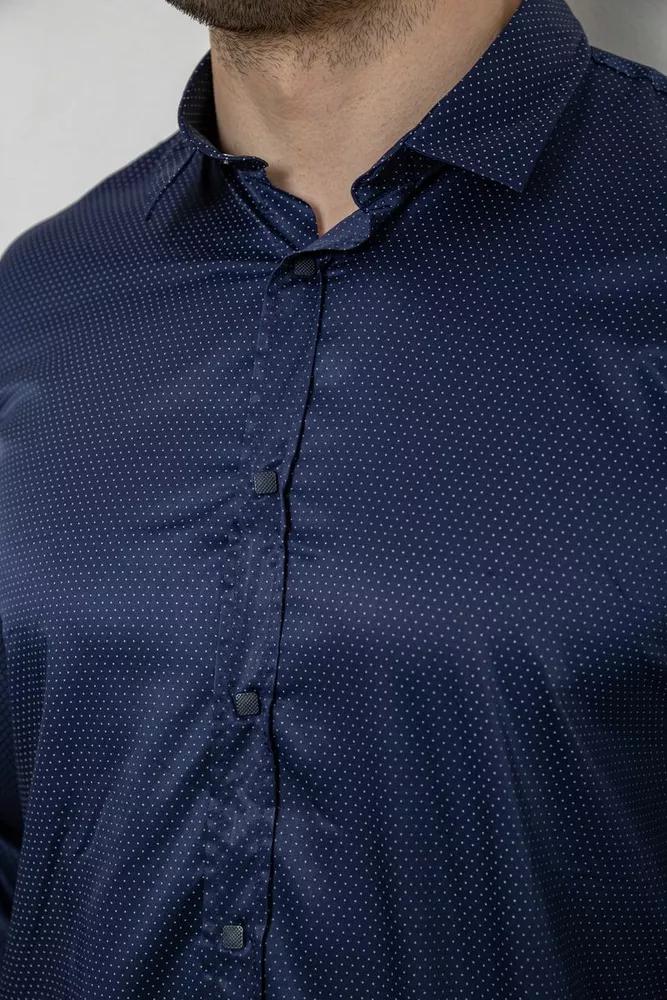 Купити Сорочка чоловіча однотонна з принтом, колір синій, 186R6918-5 оптом - Фото №5
