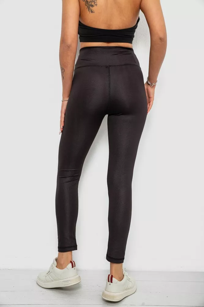 Купити Лосини жіночі однотонні з принтом, колір чорний, 214R926 оптом - Фото №4