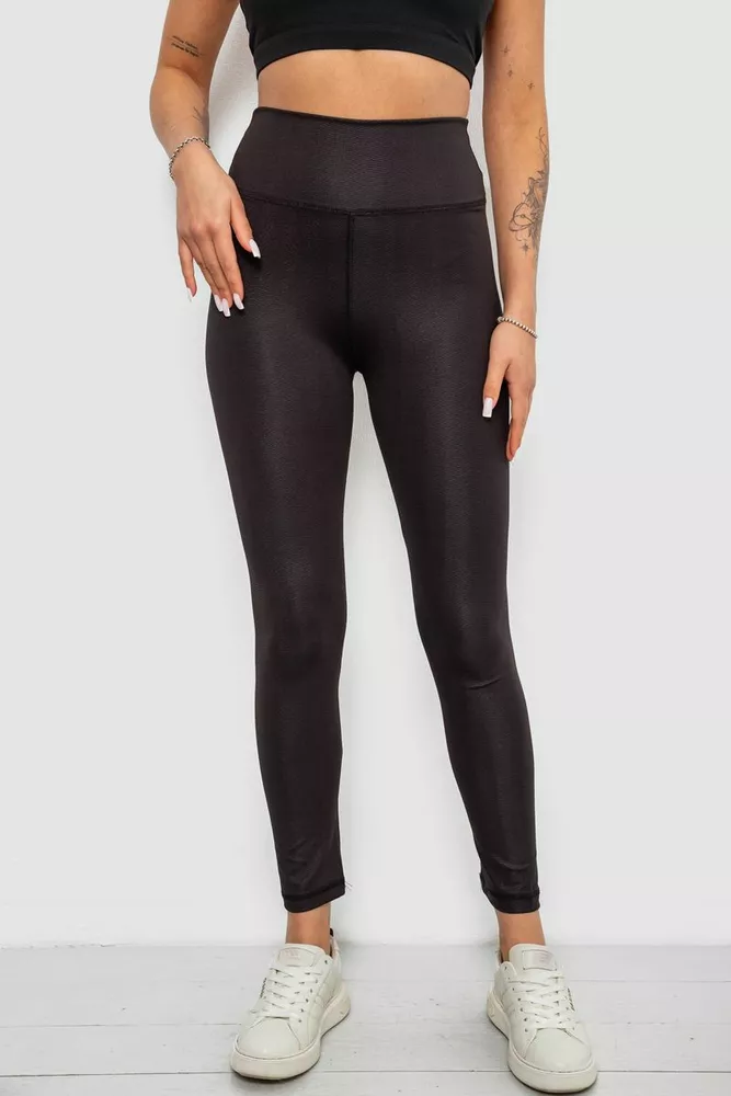 Купити Лосини жіночі однотонні з принтом, колір чорний, 214R926 оптом - Фото №1