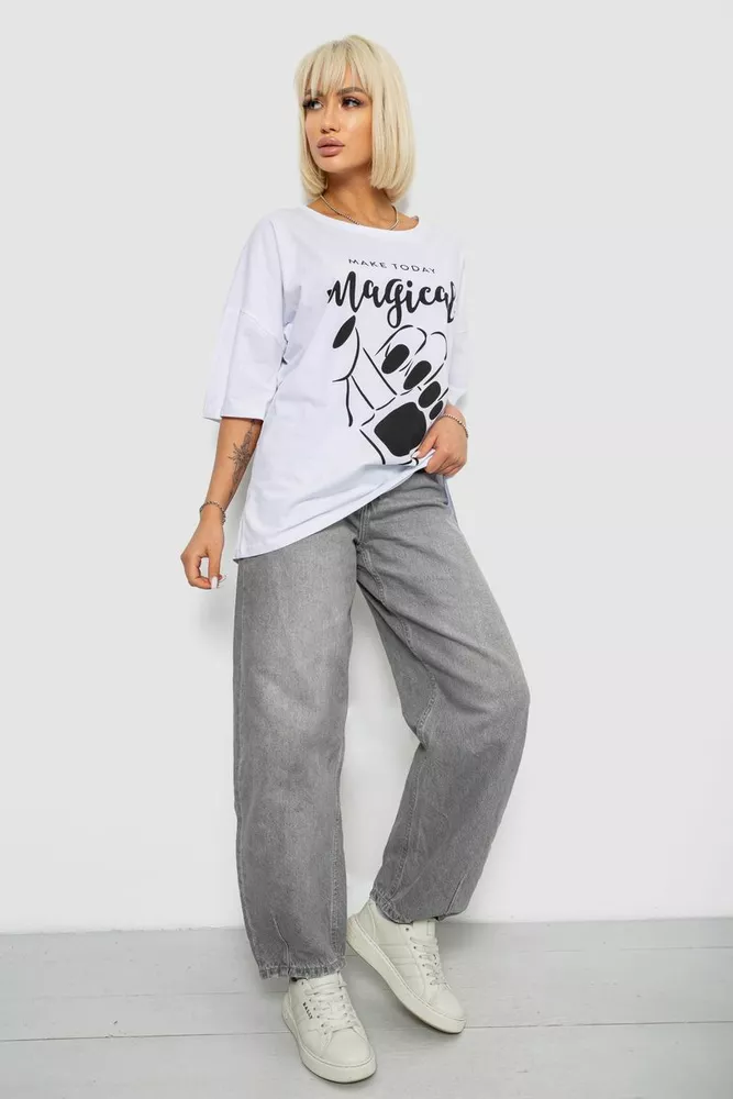 Купити Футболка жіноча з принтом, колір білий, 244R6005 - Фото №2