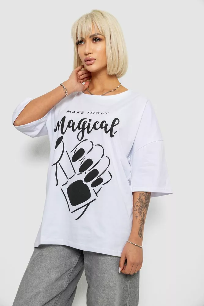 Купити Футболка жіноча з принтом, колір білий, 244R6005 - Фото №3