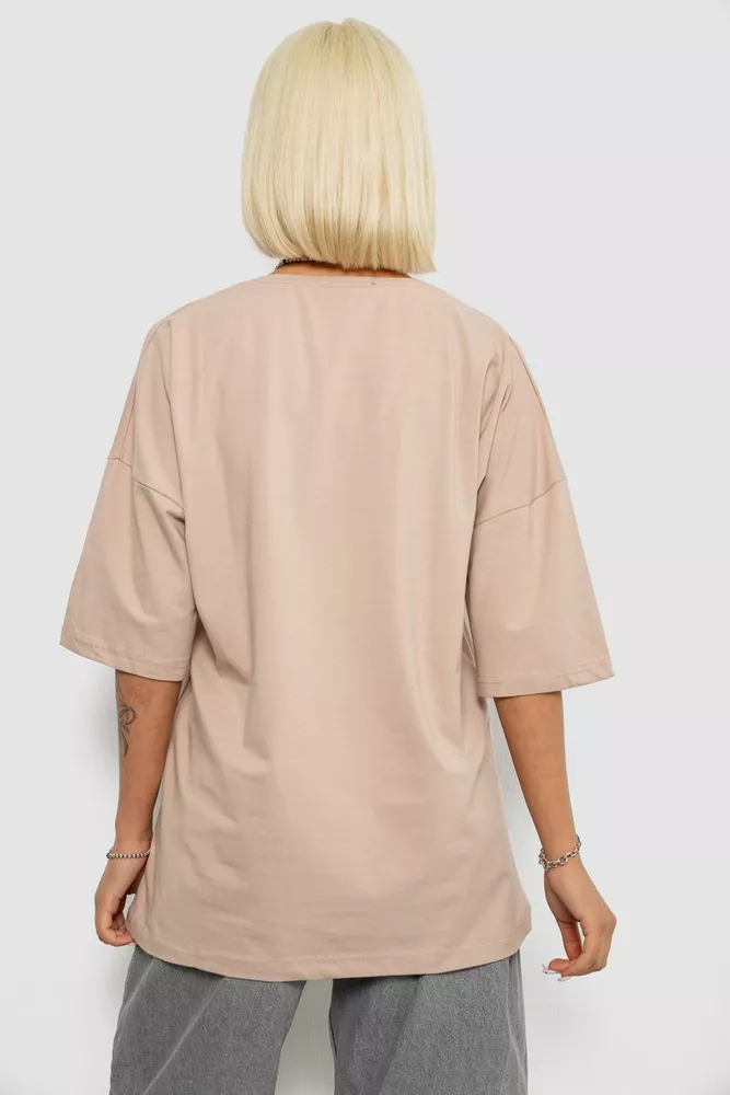 Купити Футболка жіноча з принтом, колір бежевий, 244R6005 - Фото №4