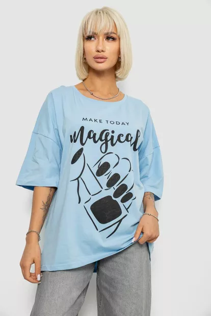 Футболка жіноча з принтом, колір блакитний, 244R6005