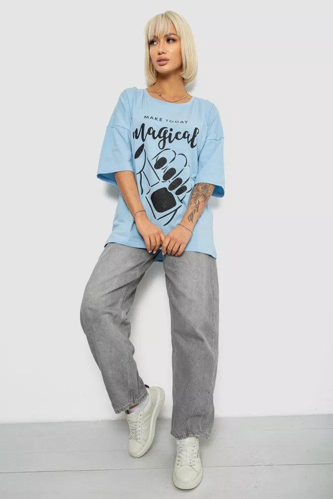 Купити Футболка жіноча з принтом, колір блакитний, 244R6005 - Фото №2