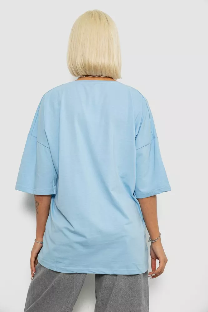 Купити Футболка жіноча з принтом, колір блакитний, 244R6005 - Фото №4
