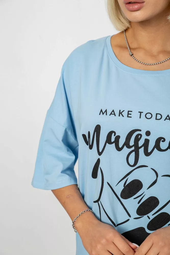 Купити Футболка жіноча з принтом, колір блакитний, 244R6005 - Фото №5