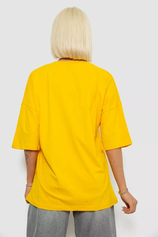 Купити Футболка жіноча з принтом, колір жовтий, 244R6005 оптом - Фото №4